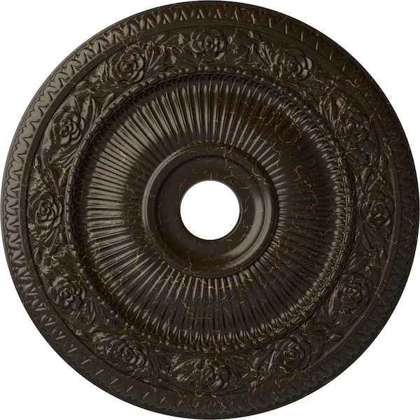 Ekena Millwork Logan Ceiling Medallion (Canopies up to 6 1/8"), 24 1/4"OD x 3 7/8"ID x 2"P, Stone Hearth Crackle CM24LO1SHC - main